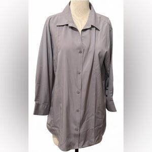 Harriton Light Gray Long Sleeve Button-Down Shirt Women’s Size XL